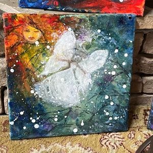 Two pieces of original multi medium. Exquisite color, texture, and design.